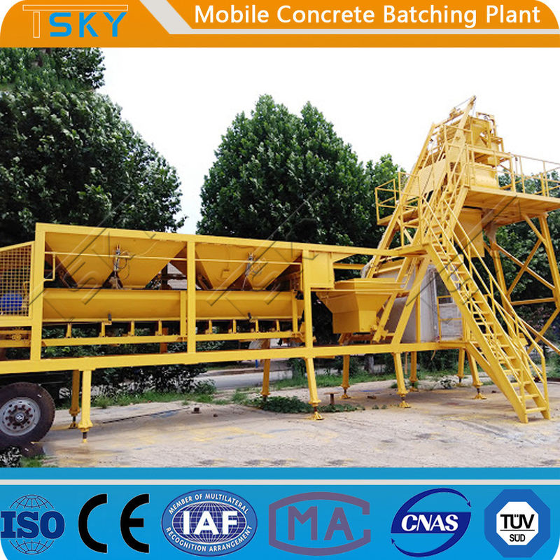 AC 380V 50HZ HZS25 25m³/h Mobile Concrete Batching Plant